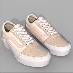 Vans Women's Pink and Cream Sneakers